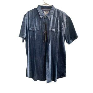 Thread & Cloth Short Sleeve Denim Style Button Down Men's Shirt XL NWT